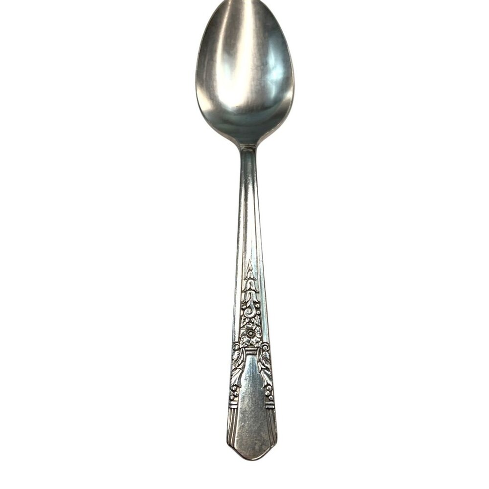 Vintage Wm Rogers & Son Silver Plated Floral Design Teaspoon 6" Antique B75